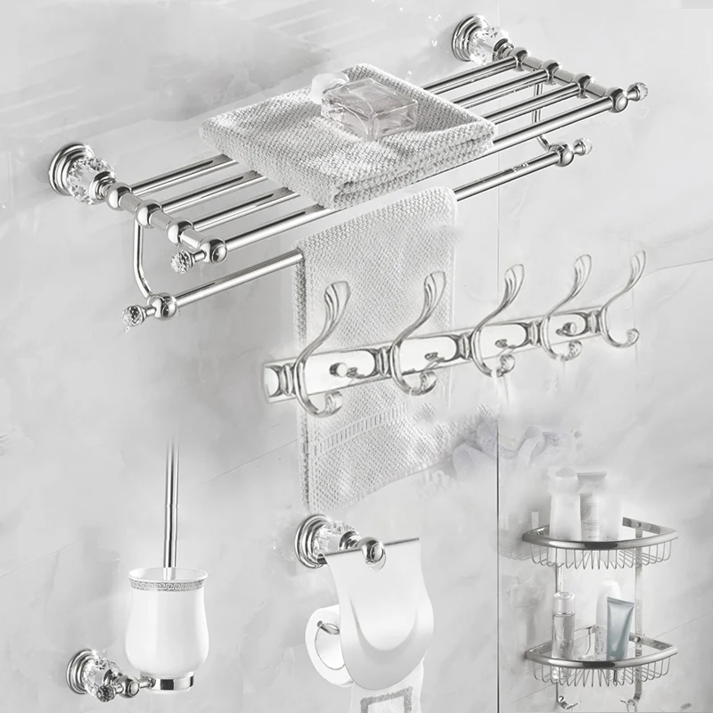 Accesorios de baño modernos Juego de herrajes Accesorios plateados Juego de herrajes Clearhalo