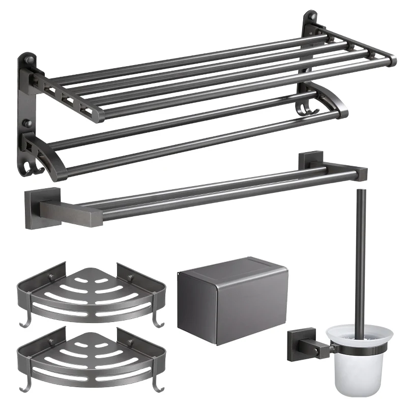 Accesorios de baño modernos Juego de herrajes Juego de herrajes para baño gris Clearhalo