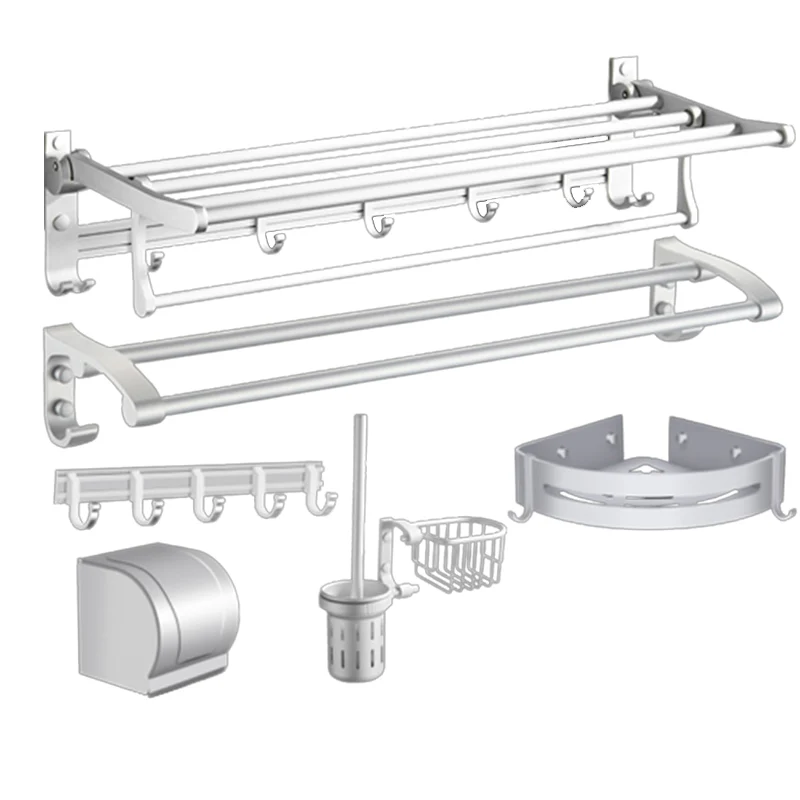 Accesorios de baño modernos Juego de herrajes Kit de accesorios de baño plateado Clearhalo