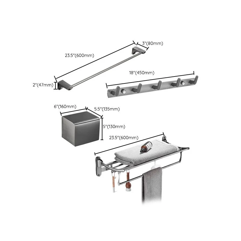Accesorios de baño modernos Juego de herrajes Kit de accesorios de baño gris Clearhalo