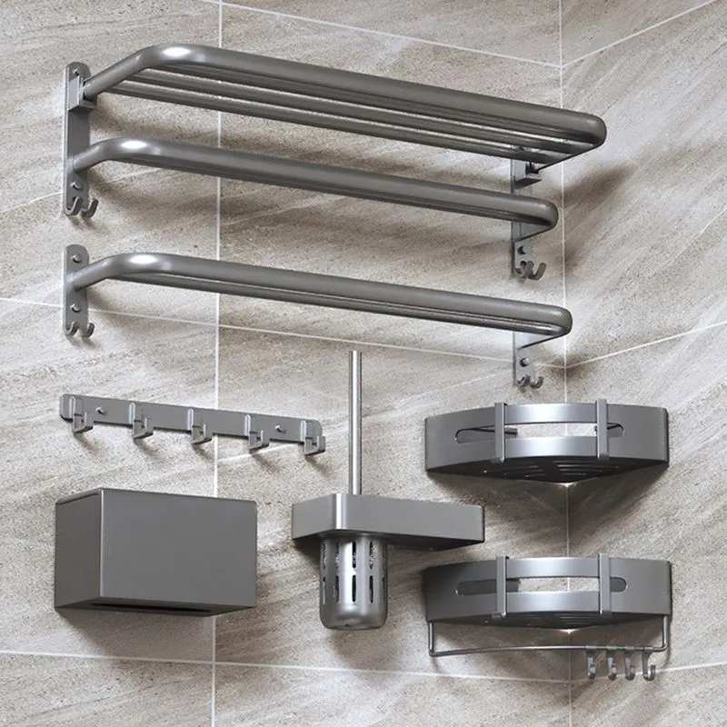 Accesorios de baño modernos Juego de herrajes Kit de accesorios de baño de metal gris Antióxido Clearhalo