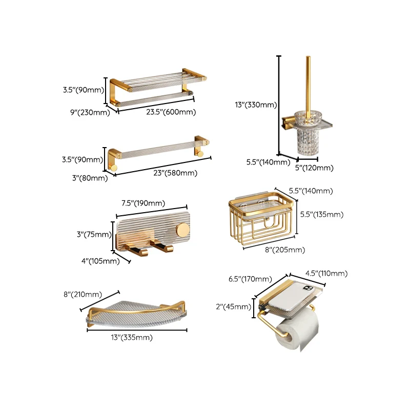 Accesorios de baño modernos de plástico Juego de herrajes con estante para baño Clearhalo