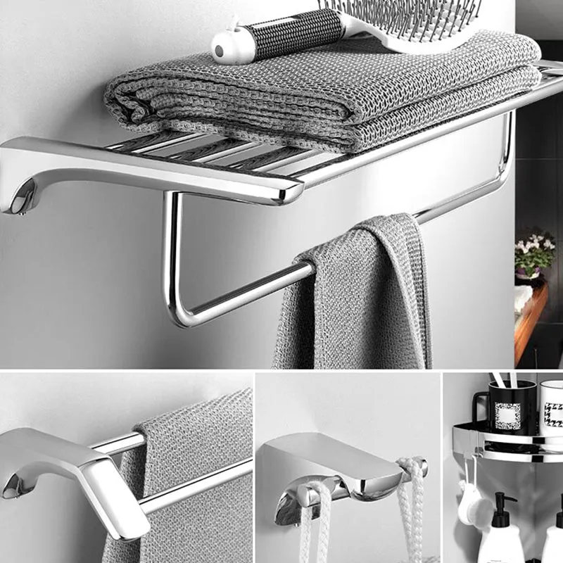 Accesorios de baño plateados Juego de herrajes Kit de accesorios de baño moderno Clearhalo
