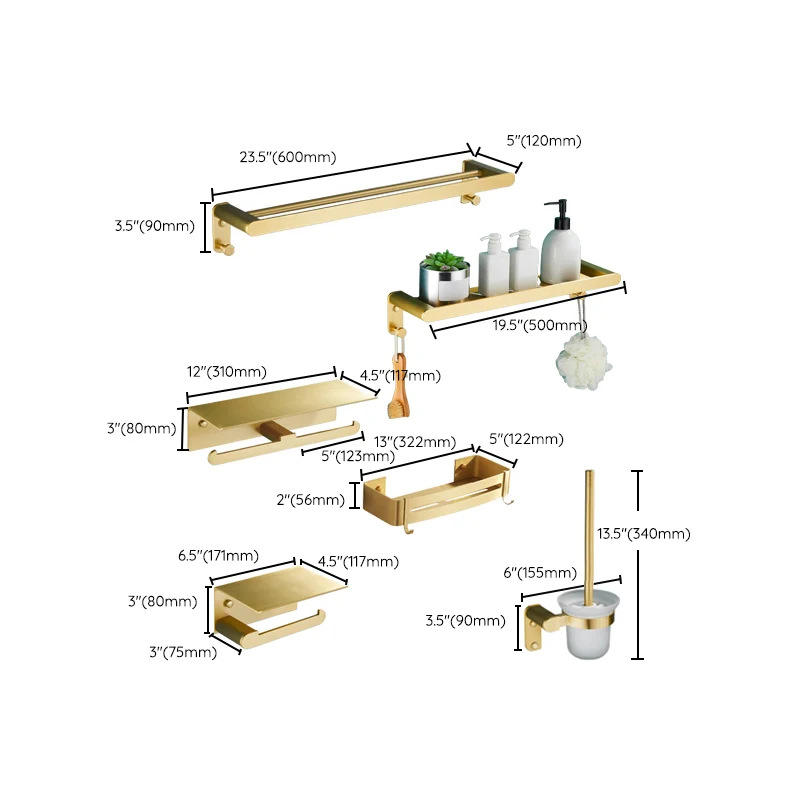 Accesorios de baño tradicionales Juego de herrajes Kit de accesorios de baño dorados Clearhalo