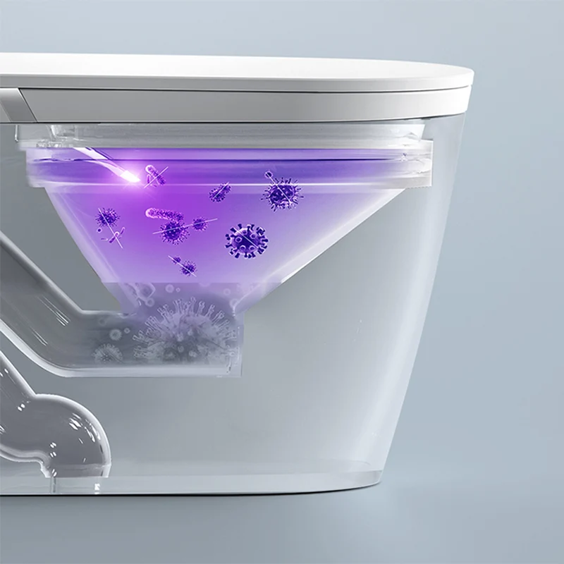 Asiento calefactable de cerámica con sensor de pie alargado para bidé contemporáneo de montaje en suelo Clearhalo