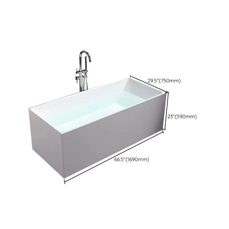 Bañera independiente de estilo moderno, bañera de piedra con borde de desbordamiento Blanco Clearhalo