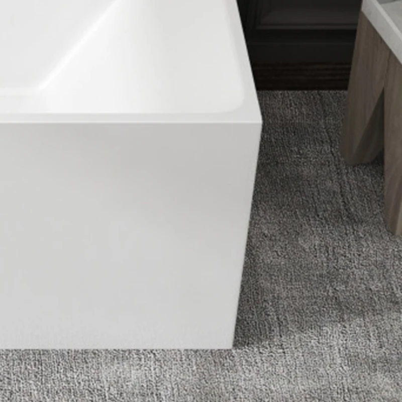Bañera independiente de estilo moderno, bañera de piedra con borde de desbordamiento Blanco Clearhalo