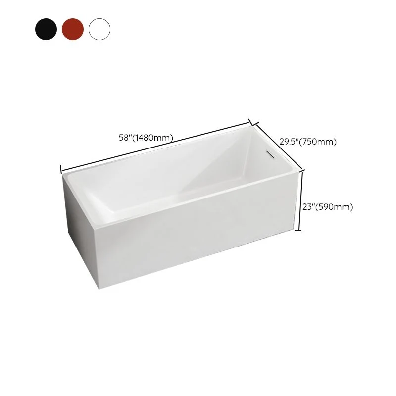 Bañera independiente de estilo moderno, bañera de piedra con borde de desbordamiento Blanco Clearhalo
