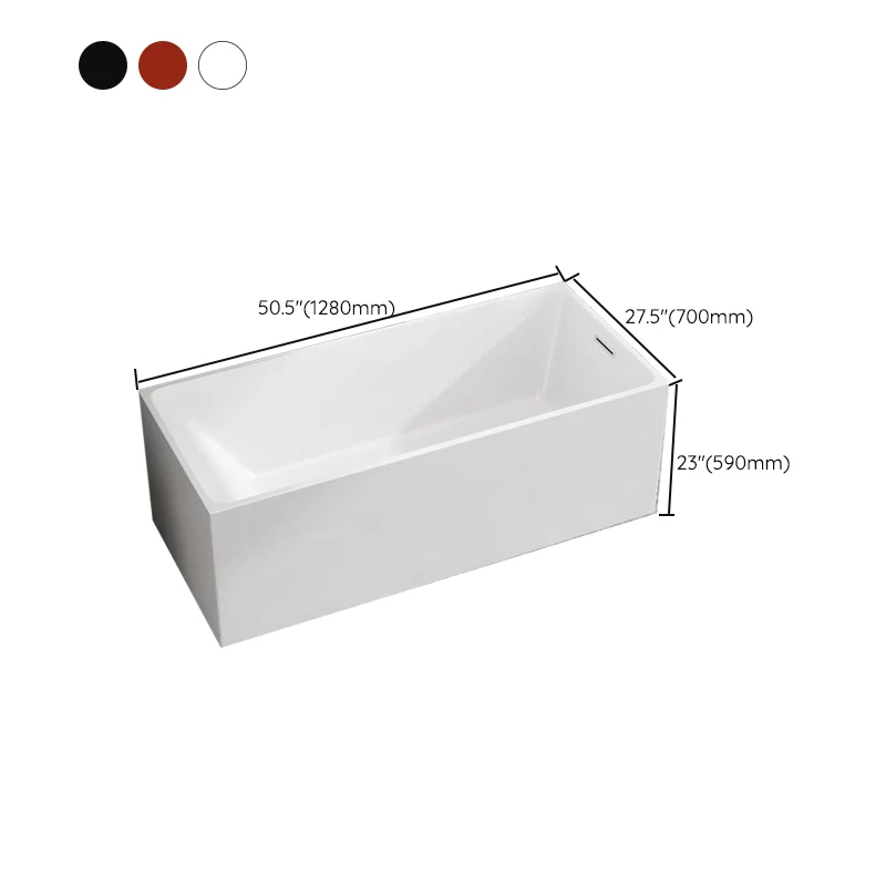 Bañera independiente de estilo moderno, bañera de piedra con borde de desbordamiento Blanco Clearhalo