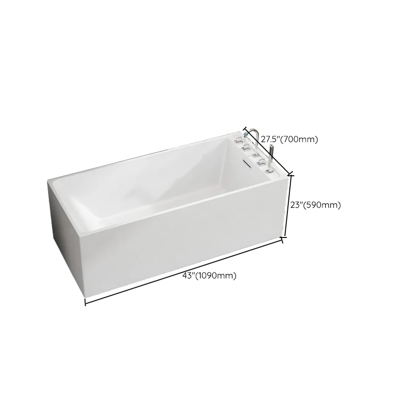 Bañera independiente de estilo moderno, bañera de piedra con borde de desbordamiento Blanco Clearhalo