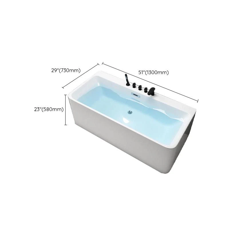 Bañera rectangular moderna con desagüe y bañera con borde de desbordamiento Clearhalo