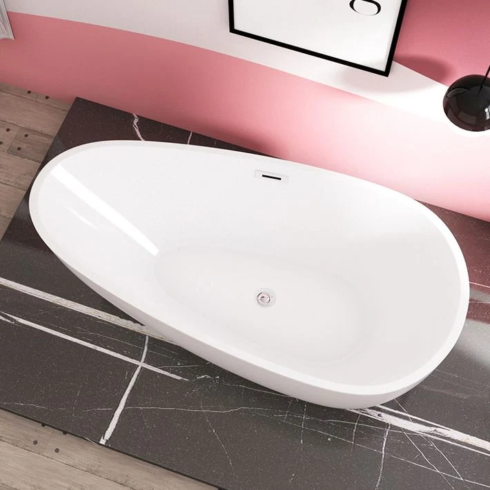 Baño acrílico moderno, bañera blanca de 23,62 pulgadas de alto con borde de desbordamiento Clearhalo