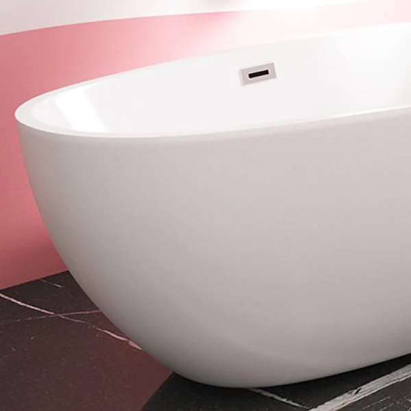 Baño acrílico moderno, bañera blanca de 23,62 pulgadas de alto con borde de desbordamiento Clearhalo