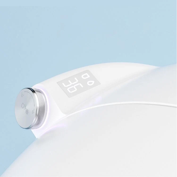 Bidé de cerámica blanco redondo con sensor de pie contemporáneo y asiento calefactable para montaje en suelo Clearhalo