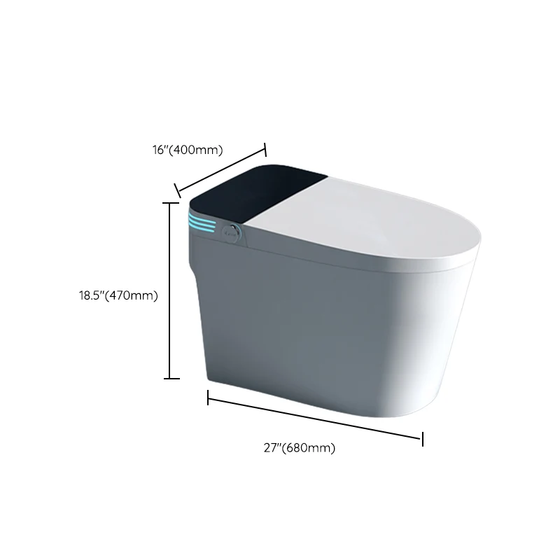 Bidé derecho de piso alargado de cerámica contemporáneo de 18,5" con sensor de pie Clearhalo