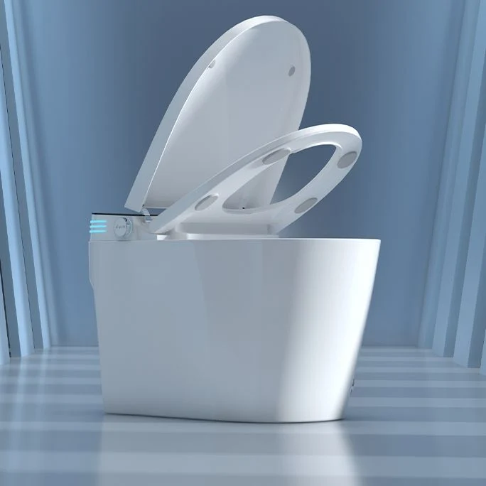 Bidé derecho de piso alargado de cerámica contemporáneo de 18,5" con sensor de pie Clearhalo