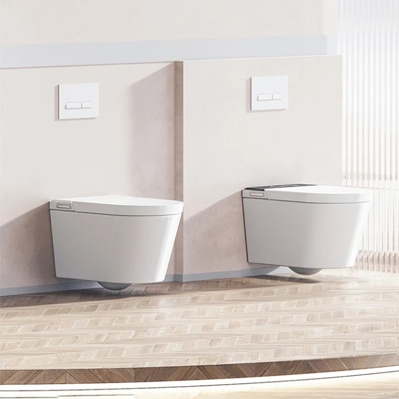 Bidé montado en la pared del secador alargado del sensor del pie blanco del retrete elegante contemporáneo Clearhalo