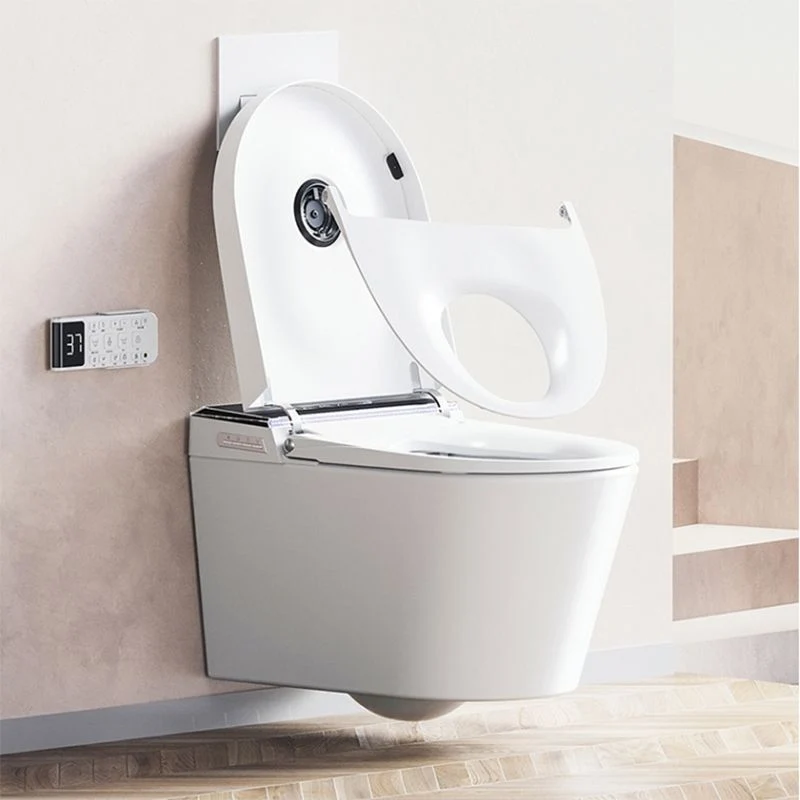 Bidé montado en la pared del secador alargado del sensor del pie blanco del retrete elegante contemporáneo Clearhalo