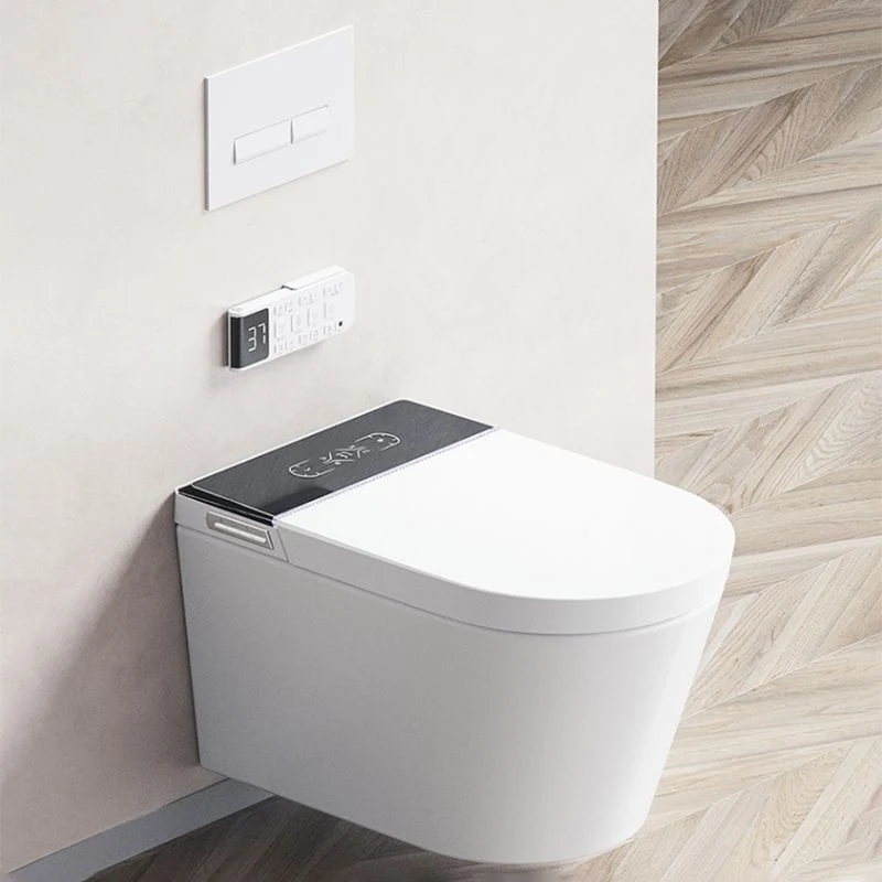 Bidé montado en la pared del secador alargado del sensor del pie blanco del retrete elegante contemporáneo Clearhalo
