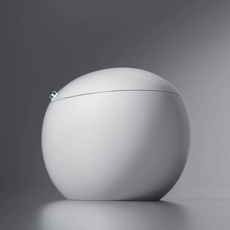 Bidé de montaje en suelo redondo blanco con asiento calefactable de cerámica con sensor de pie contemporáneo Clearhalo