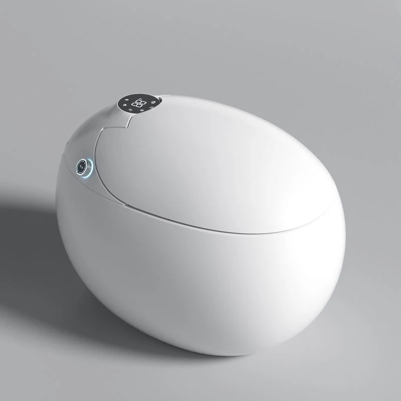 Bidé de montaje en suelo redondo blanco con asiento calefactable de cerámica con sensor de pie contemporáneo Clearhalo