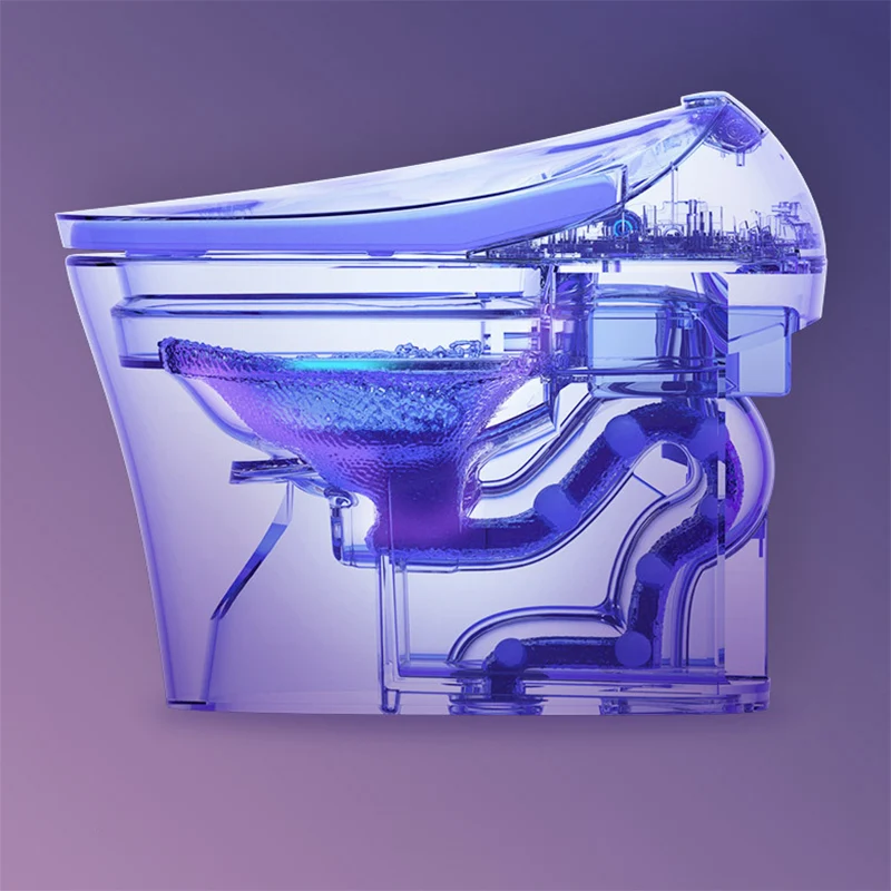 Bidet elegante del control de temperatura de cerámica del sensor de pie blanco contemporáneo Clearhalo