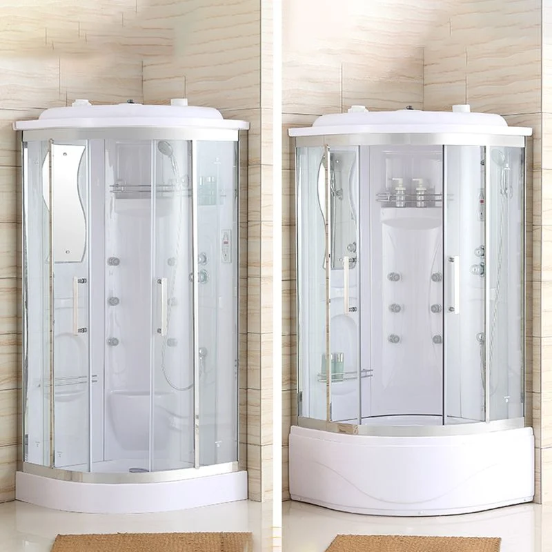 Cabina de ducha blanca Mampara de ducha de acero inoxidable con base incluida Clearhalo