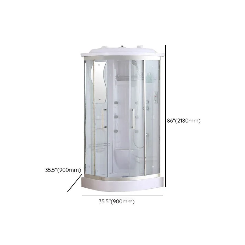 Cabina de ducha blanca Mampara de ducha de acero inoxidable con base incluida Clearhalo