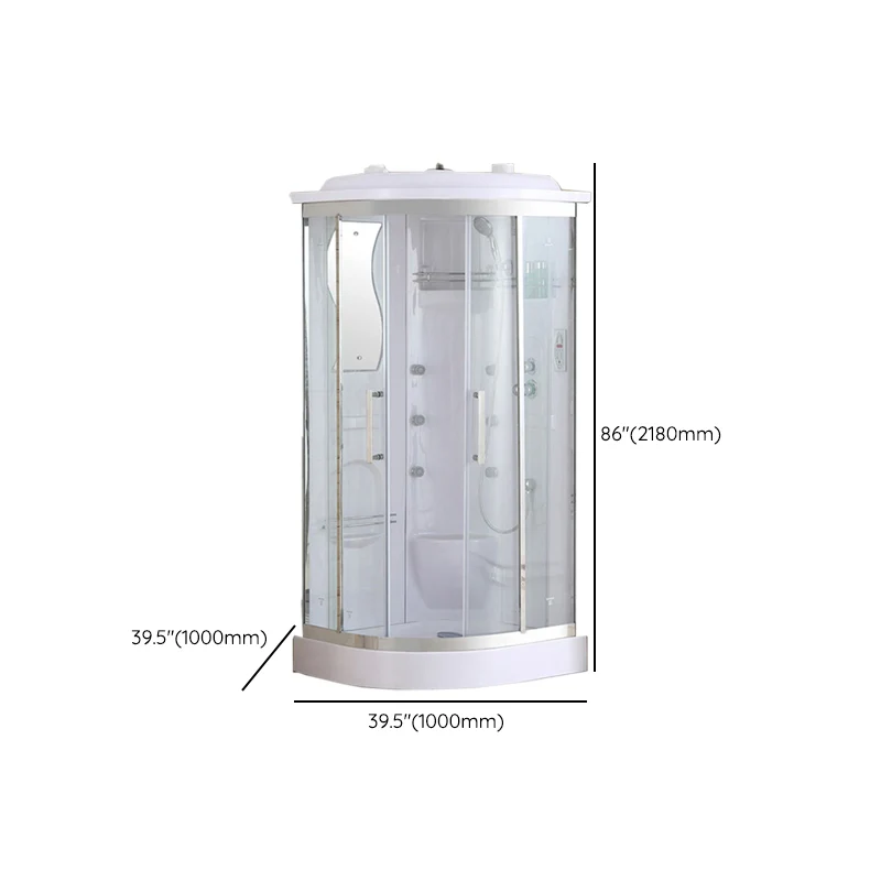 Cabina de ducha blanca Mampara de ducha de acero inoxidable con base incluida Clearhalo