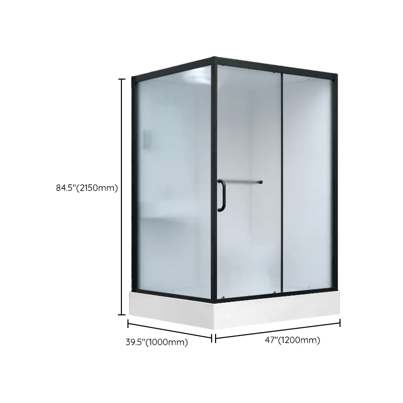 Cabina de ducha Cabina de ducha negra rectangular deslizante simple con marco transparente Clearhalo