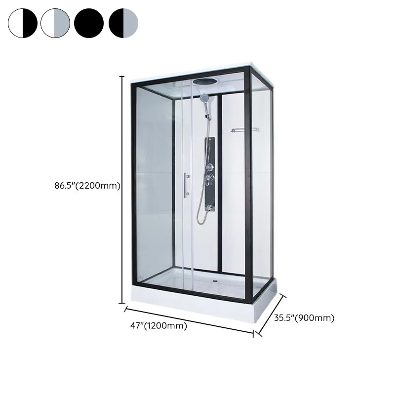 Cabina de ducha con marco rectangular Cabina de ducha deslizante individual en esquina Negro Clearhalo