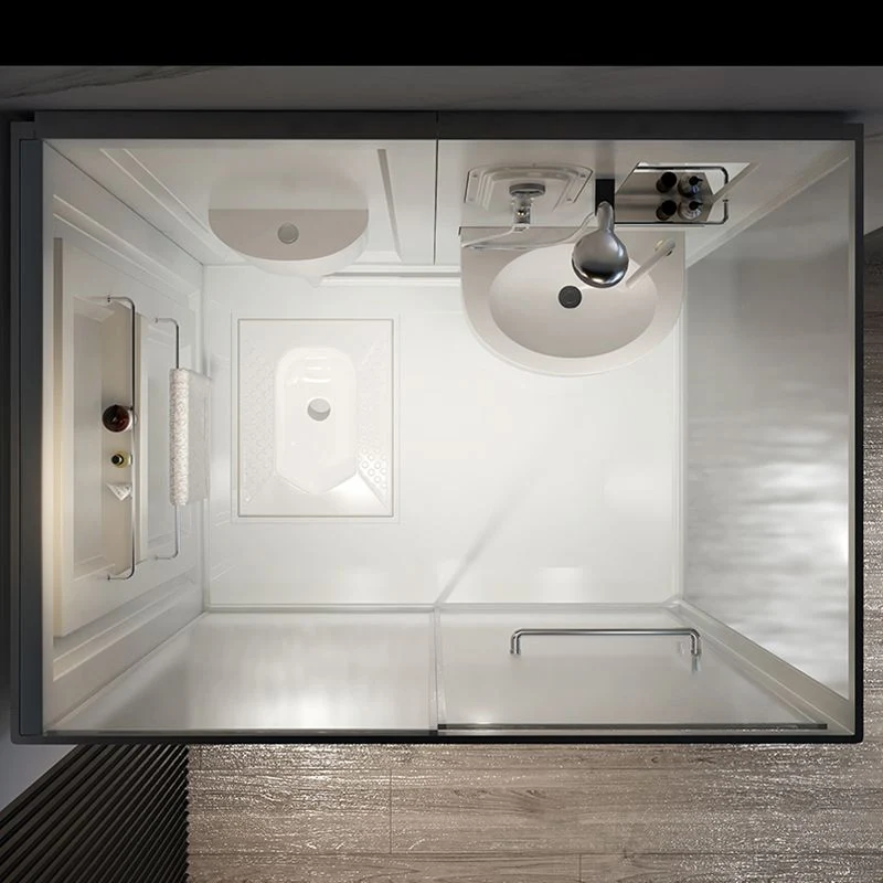 Cabina de ducha contemporánea Cabina de ducha rectangular de vidrio templado esmerilado con techo Clearhalo