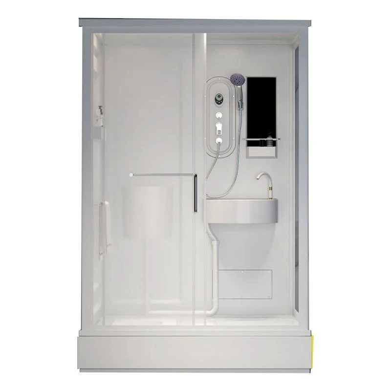 Cabina de ducha contemporánea Cabina de ducha rectangular de vidrio templado esmerilado con techo Clearhalo