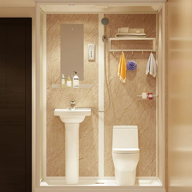 Cabina de ducha contemporánea con marco rectangular esmerilado y techo Clearhalo