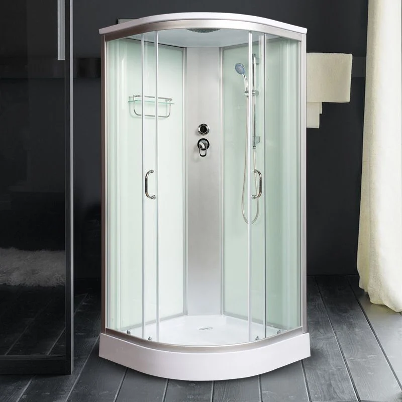 Cabina de ducha corrediza doble, semisin marco, 82,5" de alto, en color blanco Clearhalo