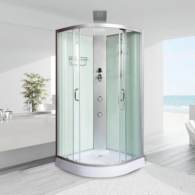 Cabina de ducha corrediza doble, semisin marco, 82,5" de alto, en color blanco Clearhalo