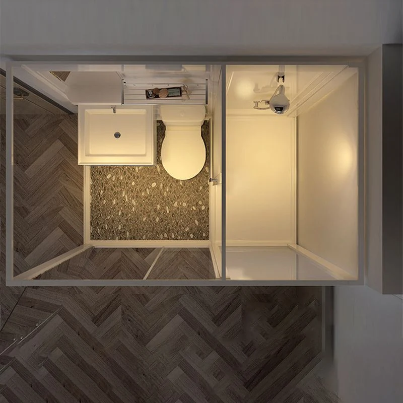 Cabina de ducha corrediza individual Cabina de ducha rectangular enmarcada de 91" de alto con base blanca Clearhalo