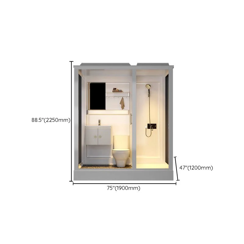 Cabina de ducha corrediza individual Cabina de ducha rectangular enmarcada de 91" de alto con base blanca Clearhalo