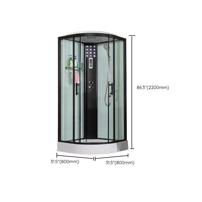 Cabina de ducha deslizante doble con kit de ducha y bañera de vidrio templado de fácil limpieza Clearhalo
