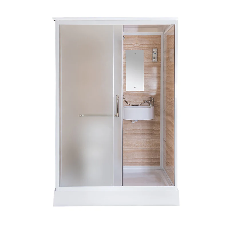 Cabina de ducha deslizante individual Cabina de ducha rectangular con barra para toallas Clearhalo