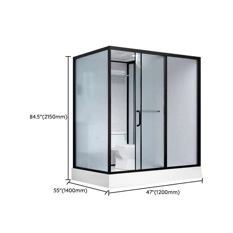 Cabina de ducha deslizante individual Cabina de ducha rectangular con ducha tipo lluvia y luz Clearhalo
