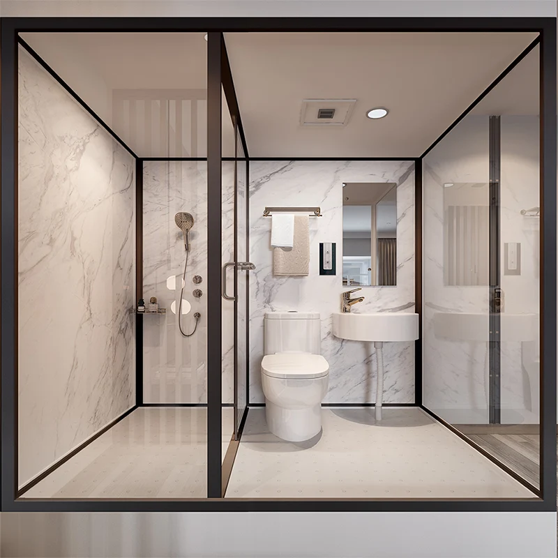 Cabina de ducha deslizante individual Cabina de ducha rectangular con ducha tipo lluvia y luz Clearhalo