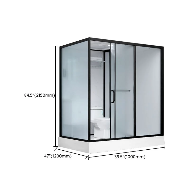Cabina de ducha deslizante individual Cabina de ducha rectangular con ducha tipo lluvia y luz Clearhalo