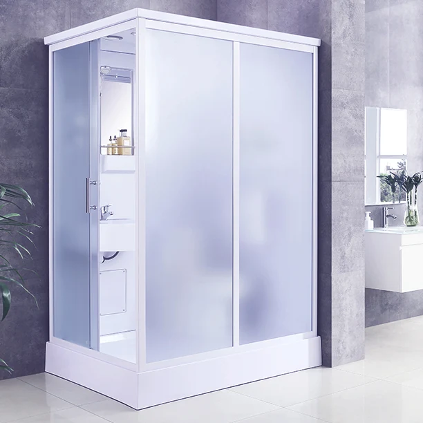 Cabina de ducha esmerilada moderna, cabina de ducha templada rectangular para baño Gris Clearhalo