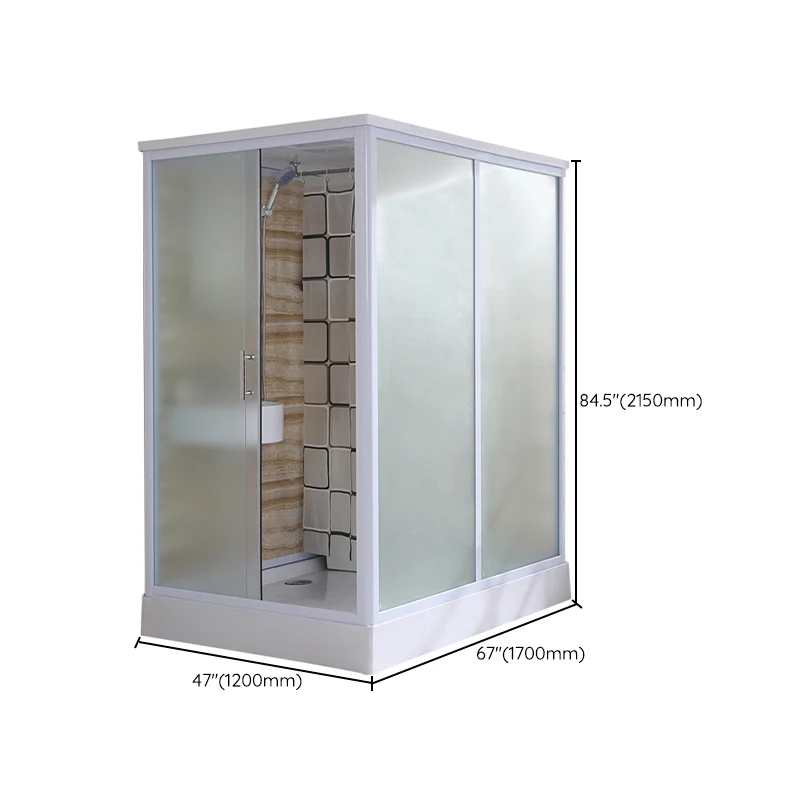 Cabina de ducha esmerilada moderna, cabina de ducha templada rectangular para baño Gris Clearhalo