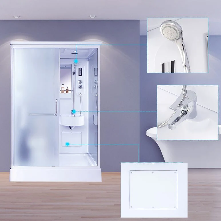 Cabina de ducha esmerilada moderna, cabina de ducha templada rectangular para baño Gris Clearhalo