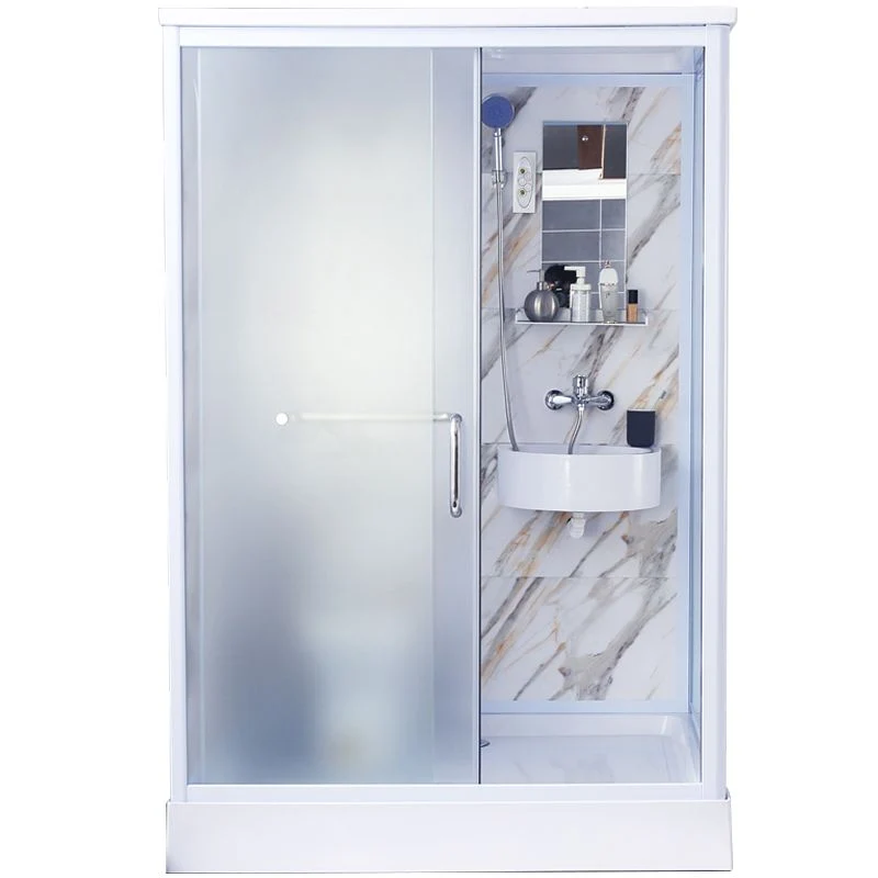 Cabina de ducha esmerilada moderna, cabina de ducha templada rectangular para baño Gris Clearhalo
