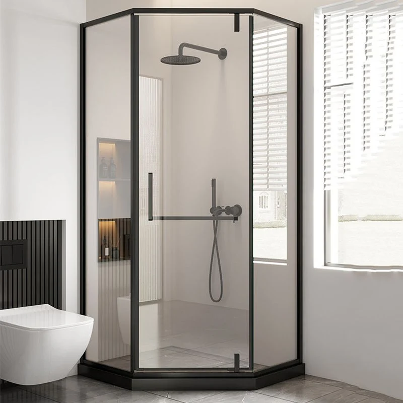 Cabina de ducha de estilo moderno Cabina de ducha enmarcada con marco metálico semicírculo Plata Clearhalo