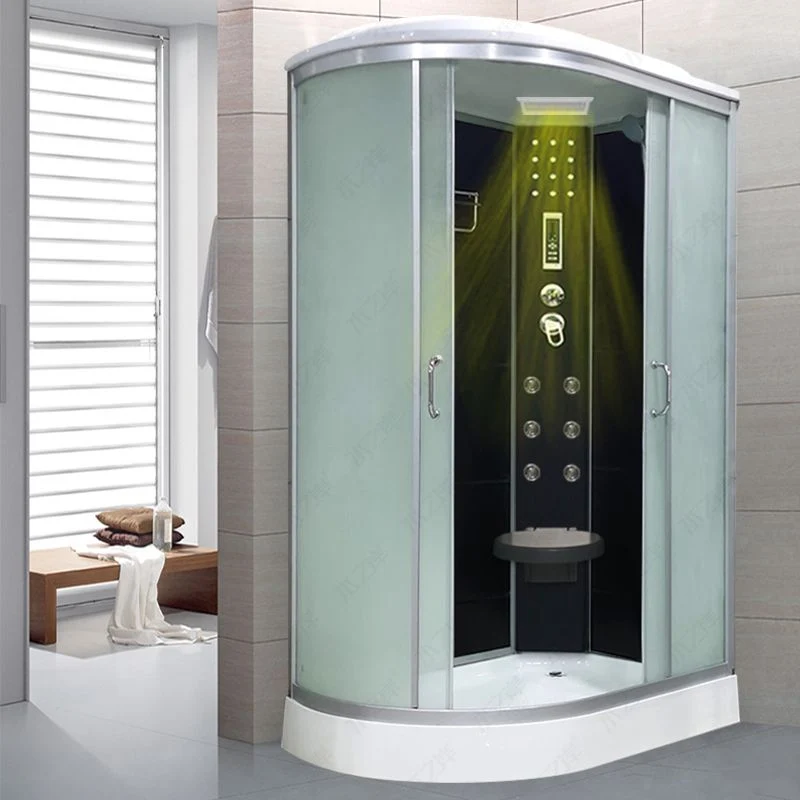 Cabina de ducha izquierda de vidrio templado Cabina de ducha corrediza doble Clearhalo