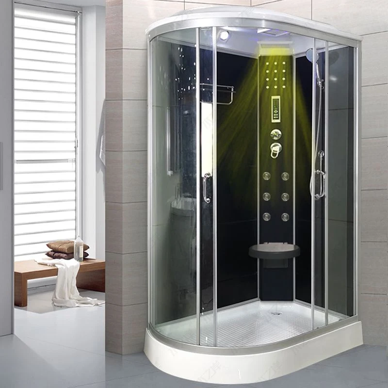 Cabina de ducha izquierda de vidrio templado Cabina de ducha corrediza doble Clearhalo